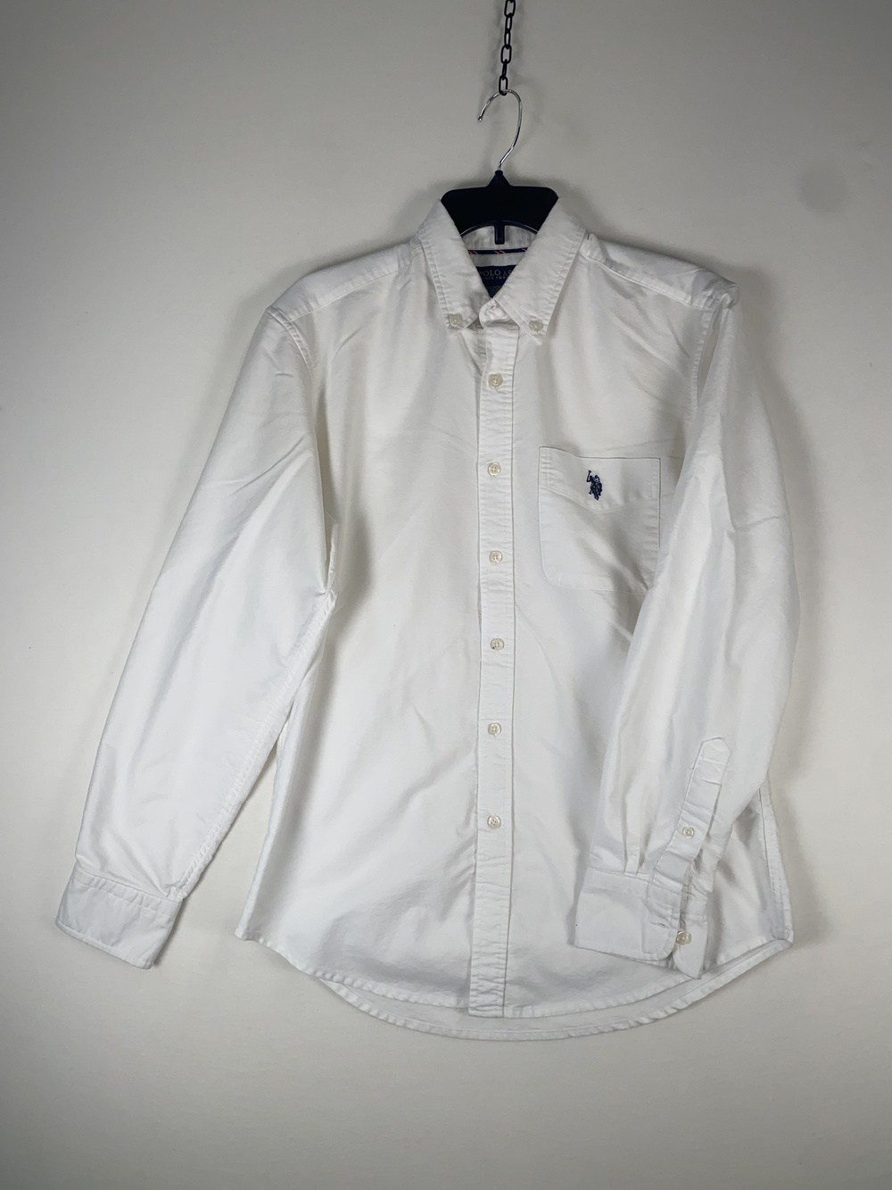 U.S. Polo Assn Shirt Mens Medium White Solid Long Sleeve Button Down Casual
